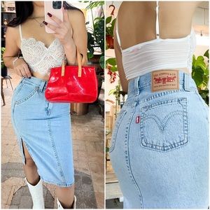 NEW RARE VINTAGE STYLE TYPE 1 LEVIS MIDI SKIRT SIZE 27 28